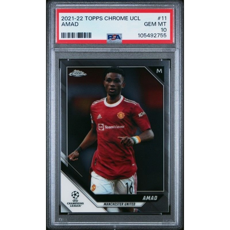 2021 Topps Chrome Uefa Champions League #11 Amad PSA 10: graded slab, front view