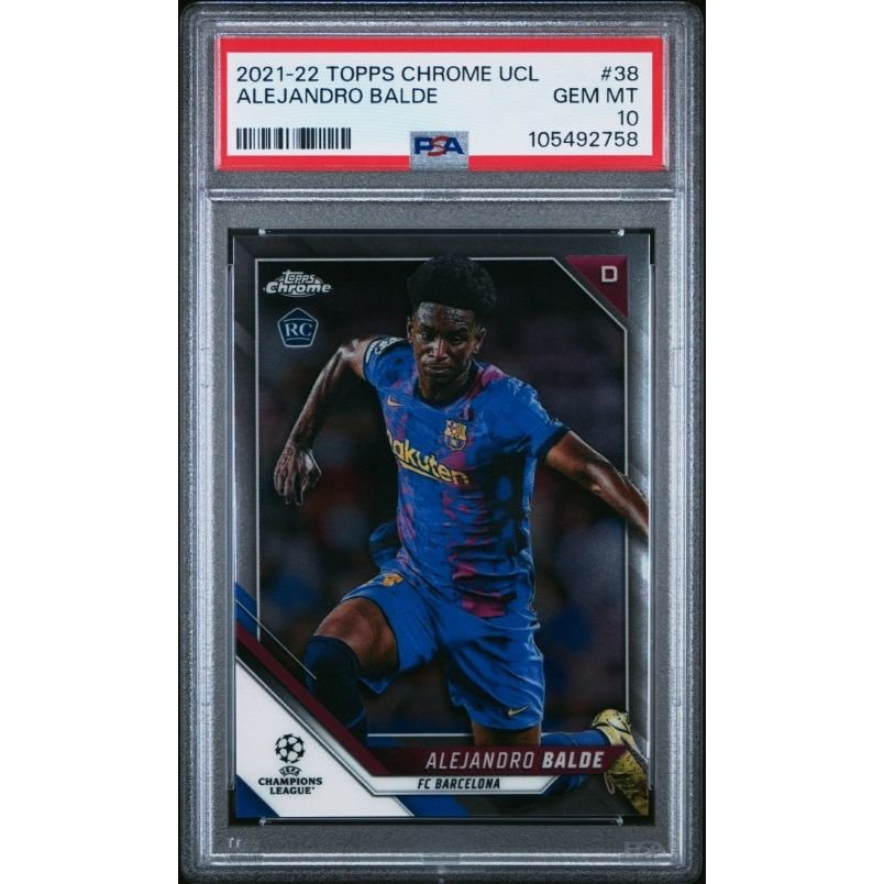 2021 Topps Chrome Uefa Champions League #38 Alejandro Balde (Rookie Card) PSA 10: graded slab, front view