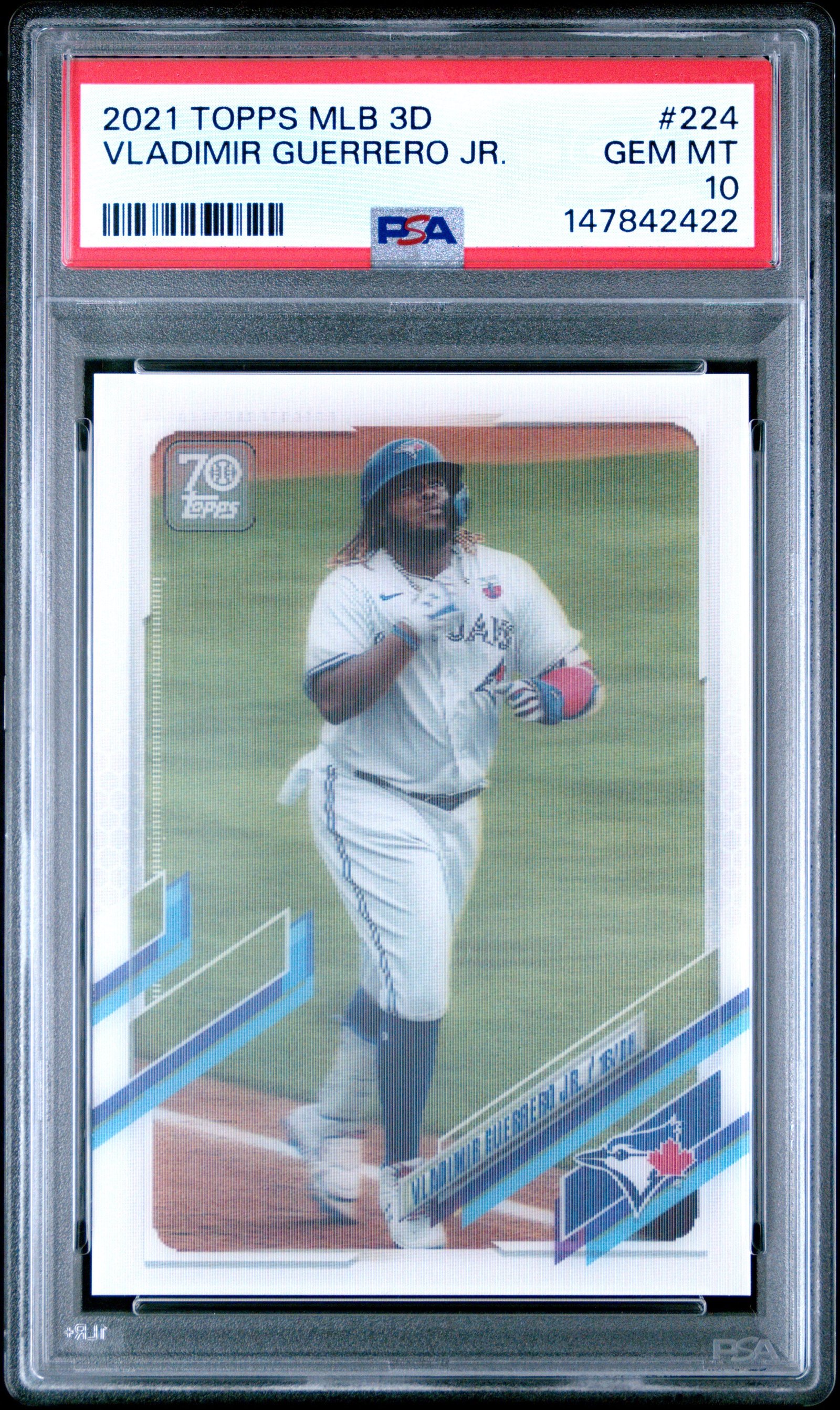 2021 Topps Vladimir Guerrero Jr. 224 Topps Mlb 3d PSA 10: graded slab, front view