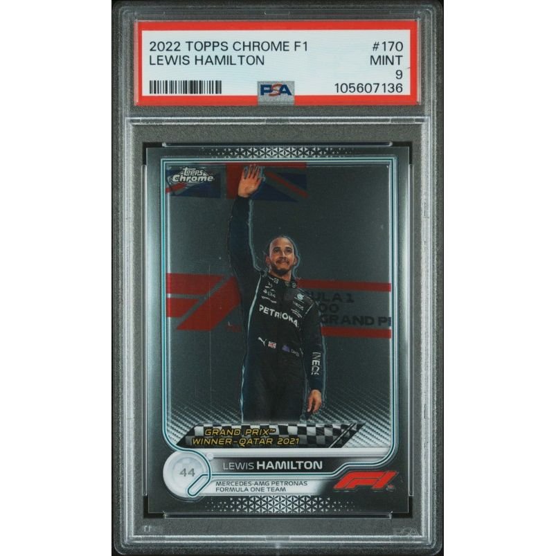 2022 Topps Chrome Formula 1 #170 Lewis Hamilton PSA 9: graded slab, front view