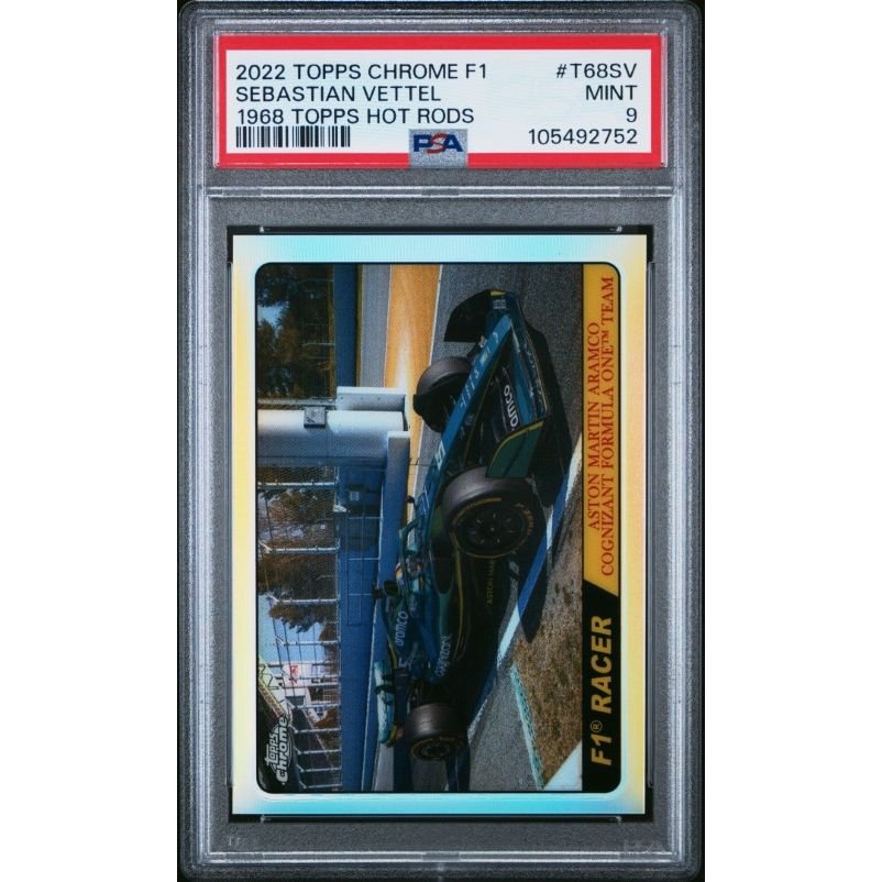 2022 Topps Chrome Formula 1 1968 Topps Hot Rods #T68SV Sebastian Vettel 1968 Topps Hot Rods PSA 9: graded slab, front view