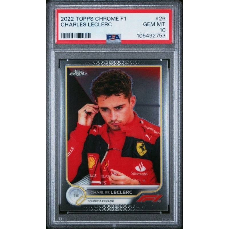 2022 Topps Chrome Formula 1 #26 Charles Leclerc PSA 10: graded slab, front view