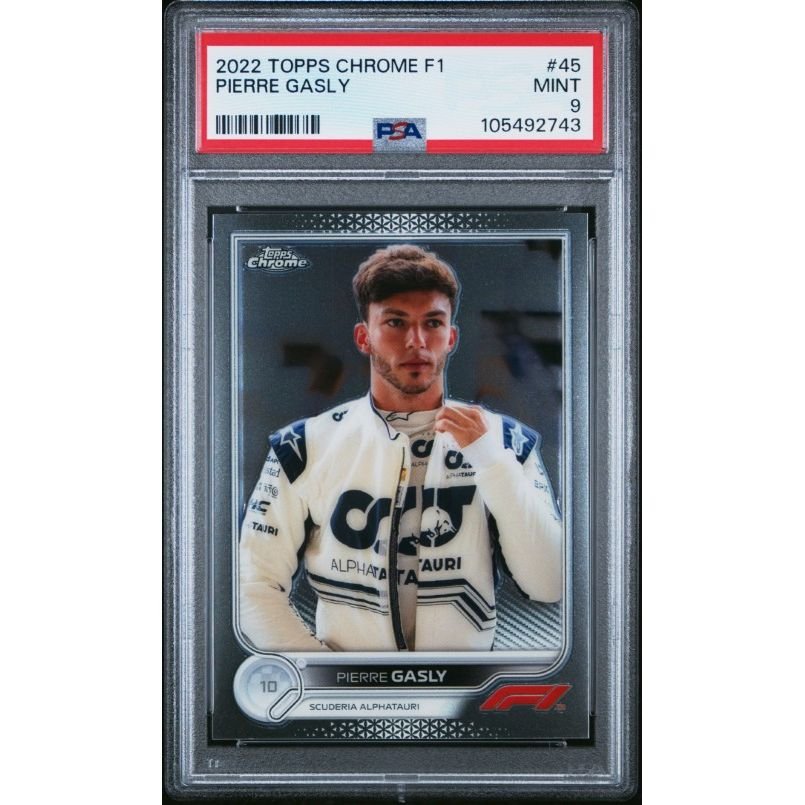 2022 Topps Chrome Formula 1 #45 Pierre Gasly PSA 9: graded slab, front view