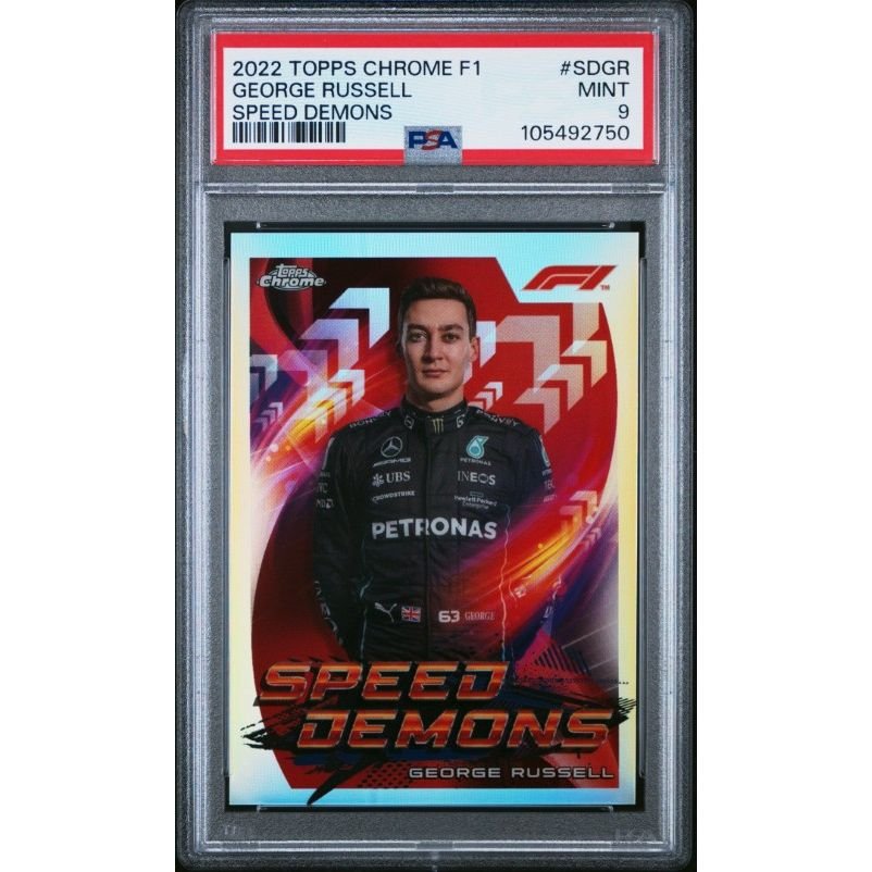 2022 Topps Chrome Formula 1 Speed Demons #SDGR George Russell Speed Demons PSA 9: graded slab, front view