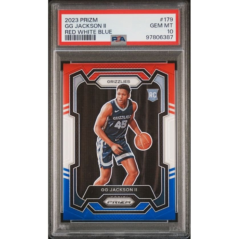 2023 Panini Prizm #179 GG Jackson II Red/White/Blue PSA 10: graded slab, front view