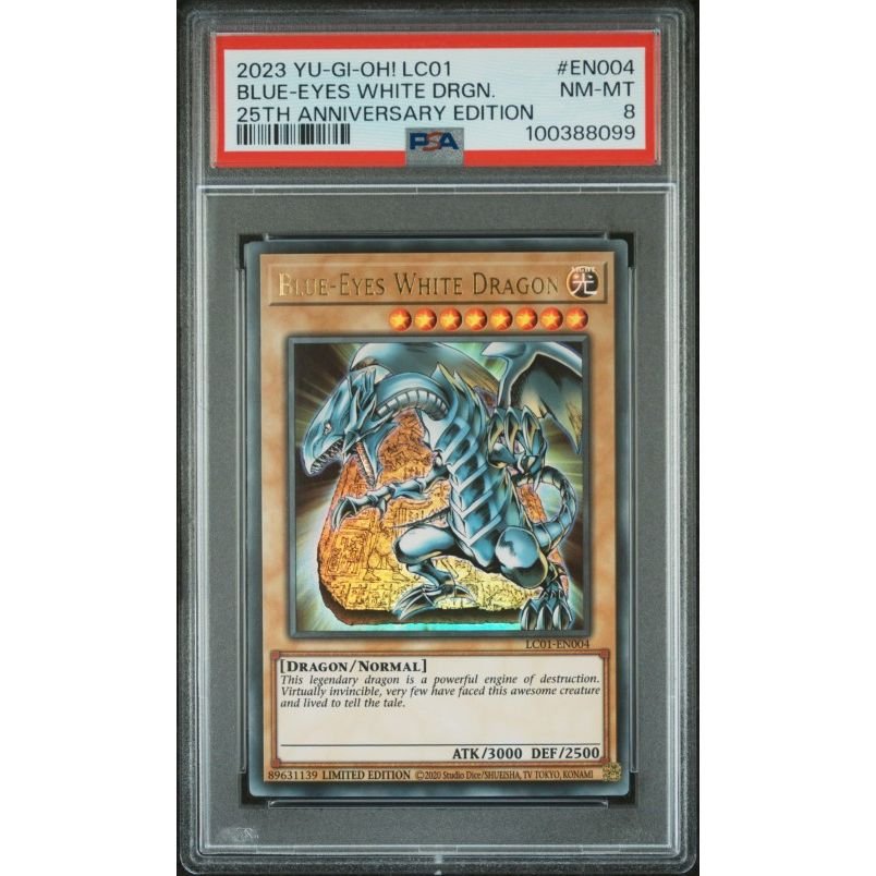 2023 Yu-Gi-Oh! Lc01-Legendary Collection: 25th Anniversary Edition #EN004 Blue-Eyes White Drgn. 25th Anniversary Edition PSA 8: graded slab, front view
