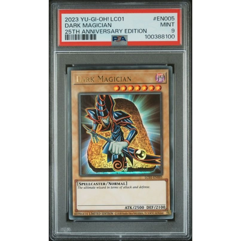 2023 Yu-Gi-Oh! Lc01-Legendary Collection: 25th Anniversary Edition #EN005 Dark Magician 25th Anniversary Edition PSA 9: graded slab, front view
