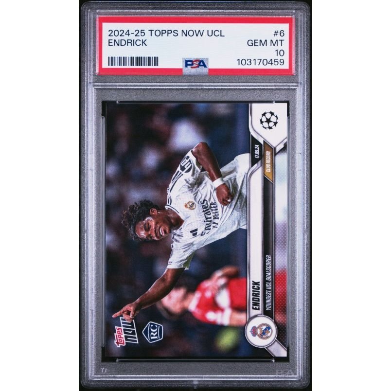 2024-25 Topps Now Uefa Champions League #6 Endrick PSA 10: graded slab, front view