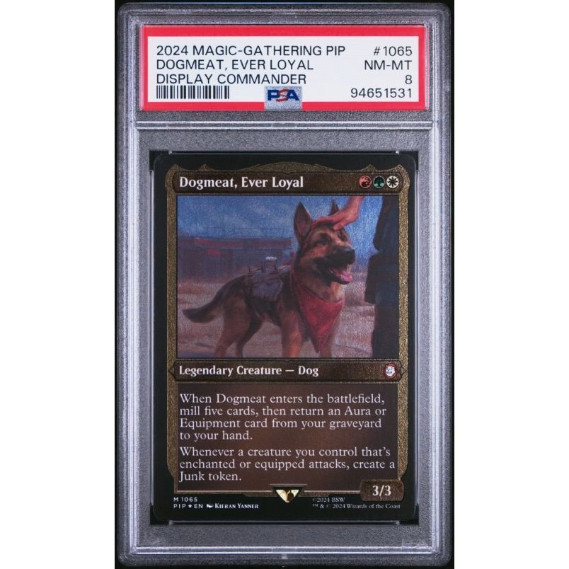 2024 Magic The Gathering Fallout #1065 Dogmeat, Ever Loyal Display Commander PSA 8: graded slab, front view