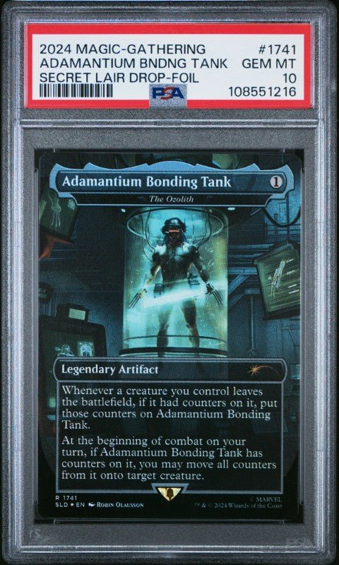 2024 Magic The Gathering Secret Lair Drop #1741 Adamantium Bndng Tank Secret Lair Drop-Foil PSA 10: graded slab, front view