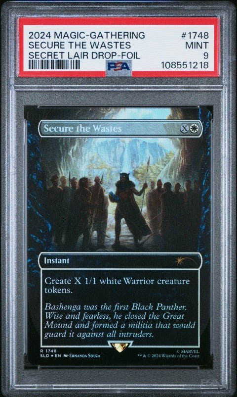 2024 Magic The Gathering Secret Lair Drop #1748 Secure The Wastes Secret Lair Drop-Foil PSA 9: graded slab, front view
