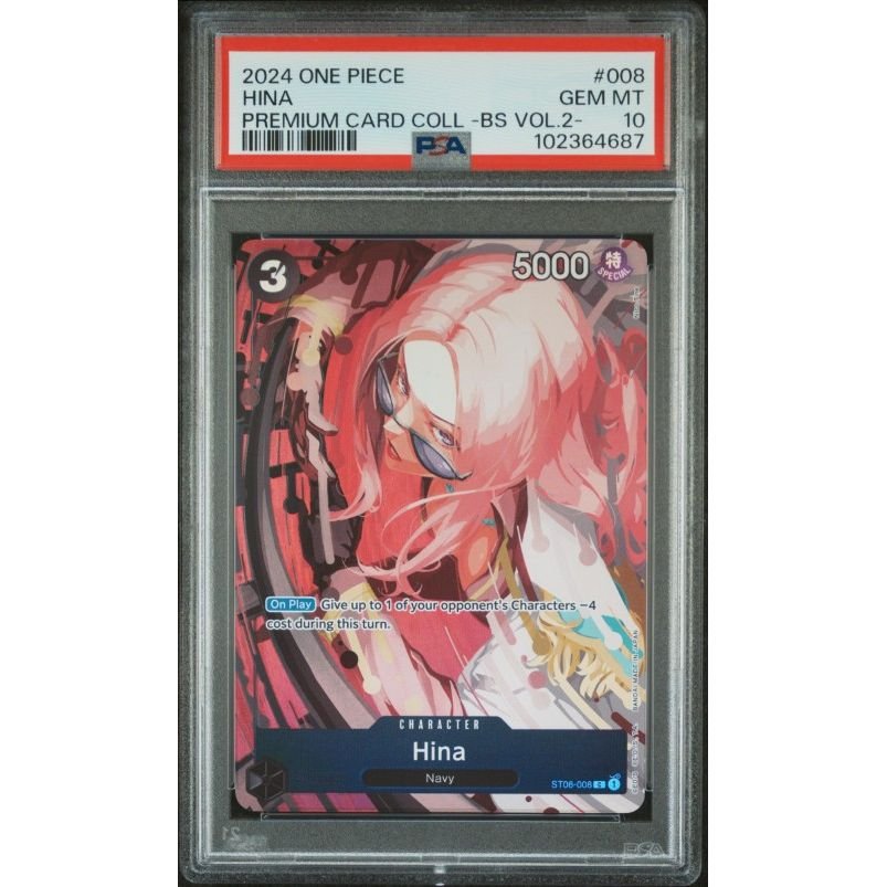 2024 One Piece Premium Card Collection -Best Selection Vol.2- #008 Hina PSA 10: graded slab, front view