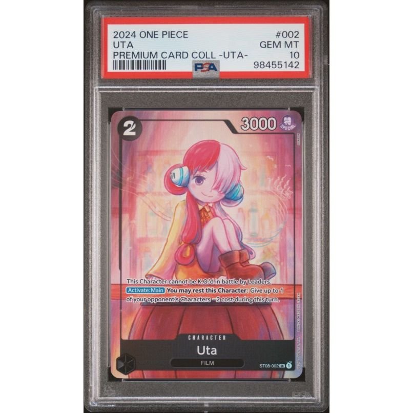 2024 One Piece Premium Card Collection -Uta- #002 Uta PSA 10: graded slab, front view