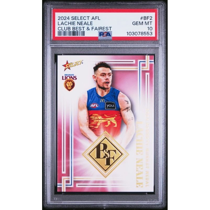 2024 Select Afl Club Best & Fairest #BF2 Lachie Neale PSA 10: graded slab, front view