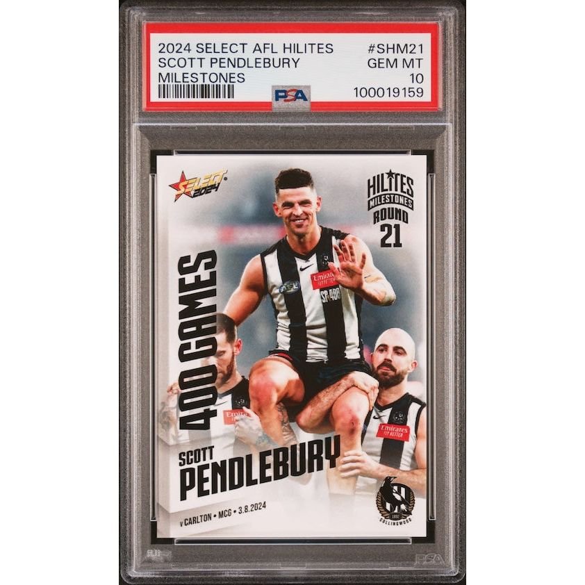 2024 Select AFL Hilites #SHM21 Scott Pendlebury Milestones - 400 Games PSA 10: graded slab, front view