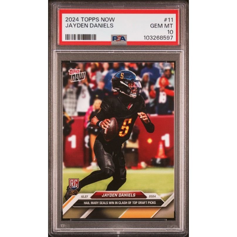 2024 Topps Now #11 Jayden Daniels PSA 10: graded slab, front view