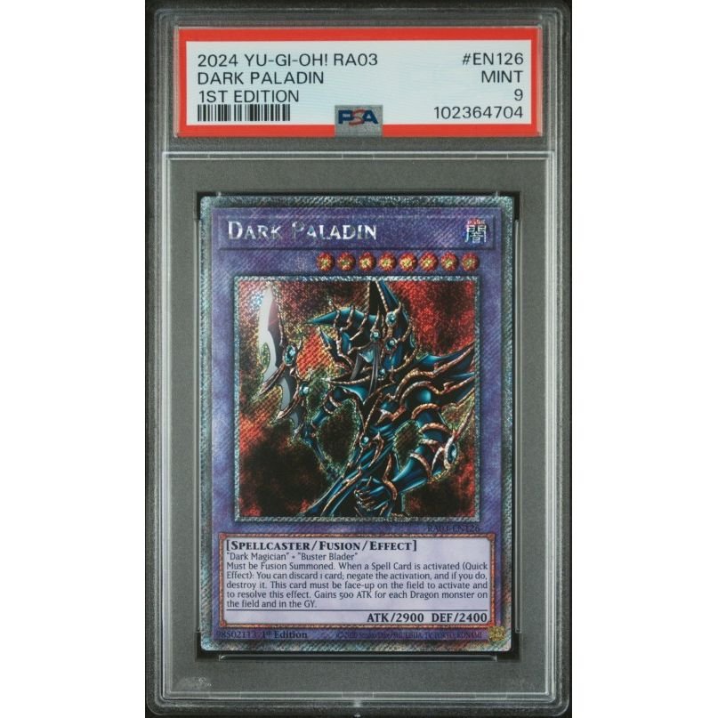 2024 Yu-Gi-Oh! Ra03-Quarter Century Bonanza #EN126 Dark Paladin 1st Edition PSA 9: graded slab, front view