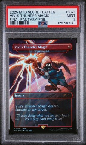 2025 Magic The Gathering Secret Lair Drop #1871 Vivi'S Thunder Magic Final Fantasy-Foil PSA 9: graded slab, front view