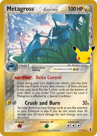 Pokémon card: Metagross (Delta Species) Classic Collection 011/113 from 30th Celebration, front of card