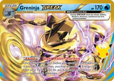 Pokémon card: Greninja BREAK Classic Collection 041/122 from 30th Celebration, front of card