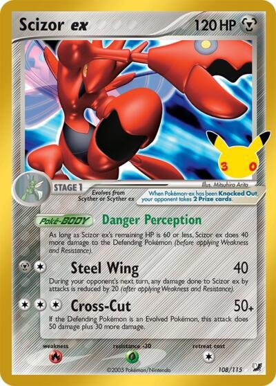 Pokémon card: Scizor ex Classic Collection 108/115 from 30th Celebration, front of card
