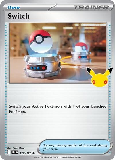 Pokémon card: Switch 127/128 from 30th Celebration (M6a) (Common), front of card