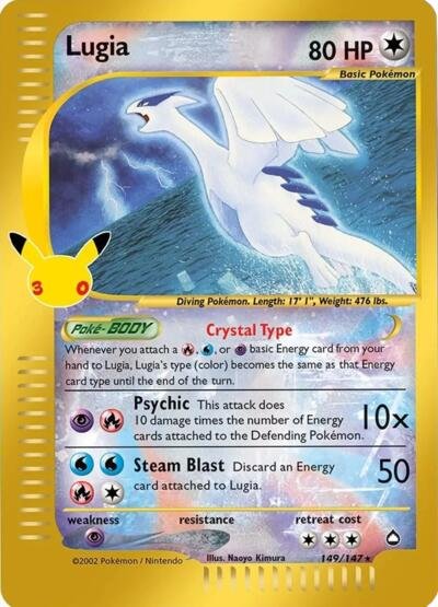 Pokémon card: Lugia Classic Collection 149/147 from 30th Celebration, front of card