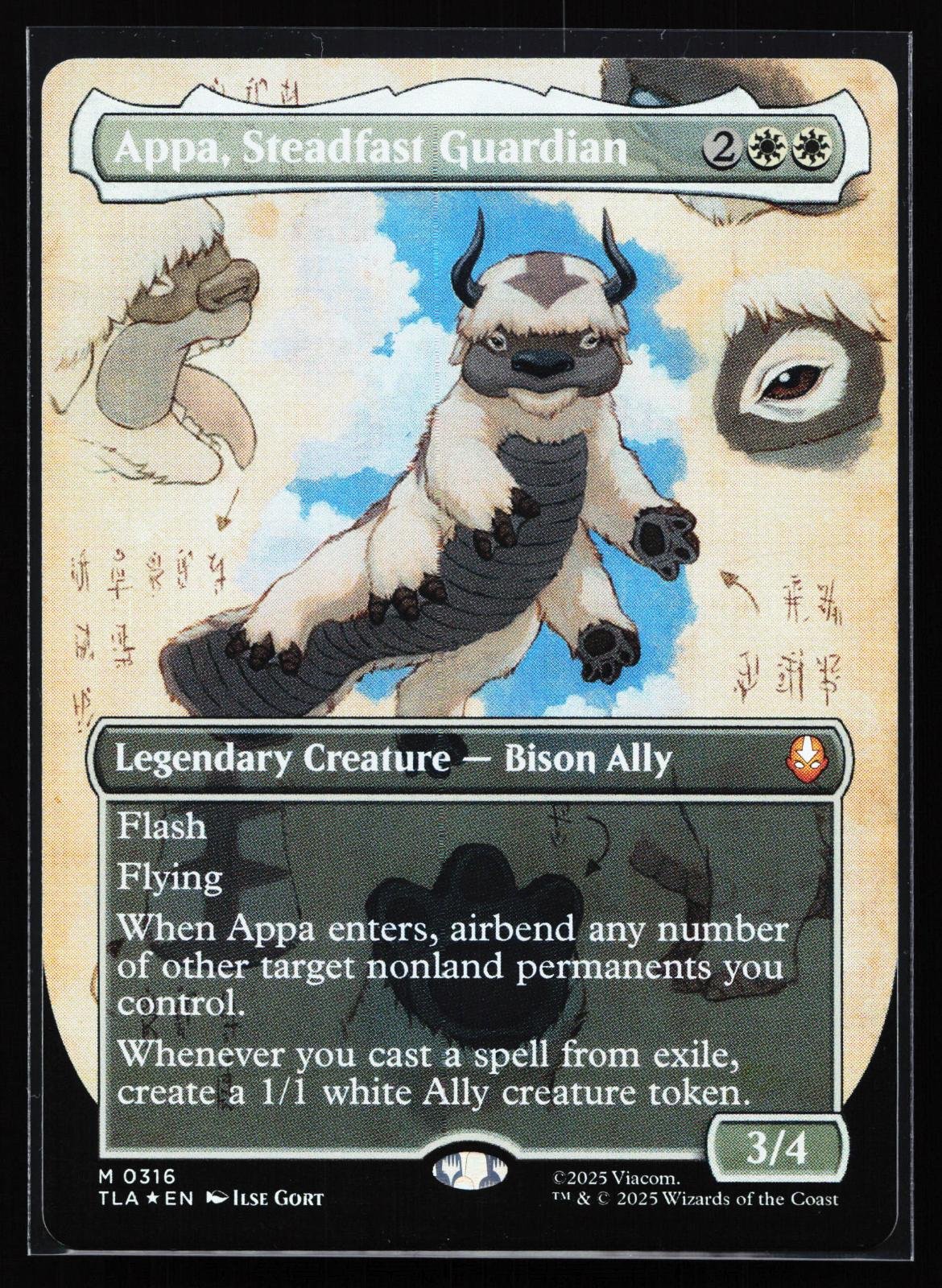 Magic: The Gathering card: Avatar: The Last Airbender 316 Appa, Steadfast Guardian (Borderless) Mythic Foil, front of card