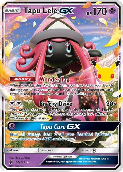 Pokémon card: Tapu Lele GX Classic Collection 060/145 from Celebrations Classic Collection, Psychic type, front of card