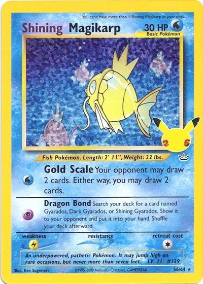 Pokémon card: Shining Magikarp Classic Collection 066/064 from Celebrations Classic Collection, Water type, front of card