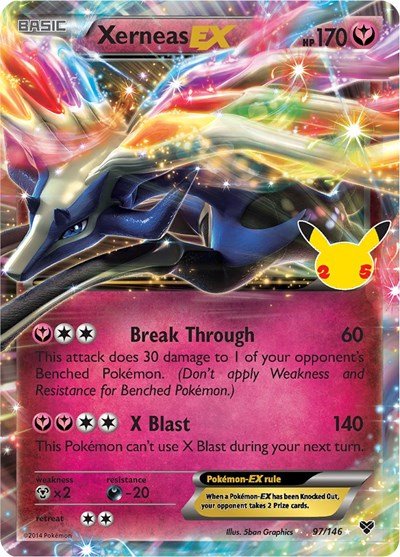 Pokémon card: Xerneas EX Classic Collection 097/146 from Celebrations Classic Collection, Fairy type, front of card