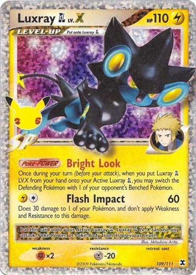 Pokémon card: Luxray GL LV.X Classic Collection 109/111 from Celebrations Classic Collection, Lightning type, front of card