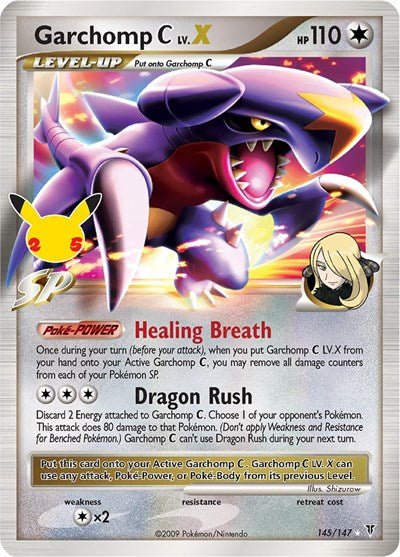 Pokémon card: Garchomp C LV.X Classic Collection 145/147 from Celebrations Classic Collection, Colorless type, front of card