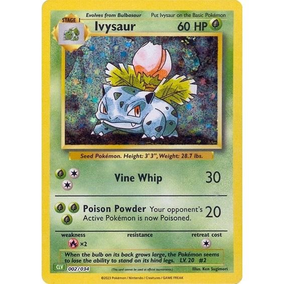 Pokémon card: CLV 002/034 Ivysaur from Pokemon Trading Card Game Classic, Grass type, front of card
