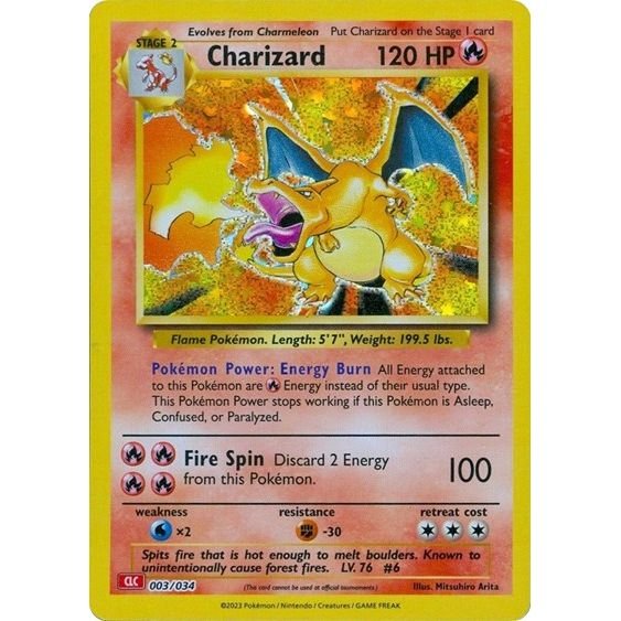Pokémon card: CLC 003/034 Charizard from Pokemon Trading Card Game Classic, Fire type, front of card
