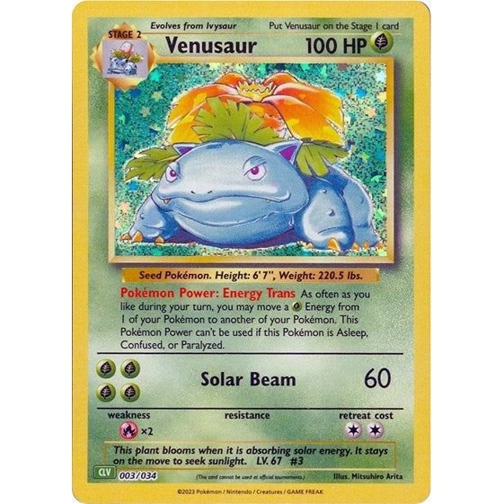 Pokémon card: CLV 003/034 Venusaur from Pokemon Trading Card Game Classic, Grass type, front of card