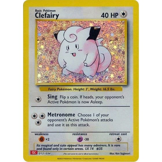 Pokémon card: CLC 013/034 Clefairy from Pokemon Trading Card Game Classic, Colorless type, front of card