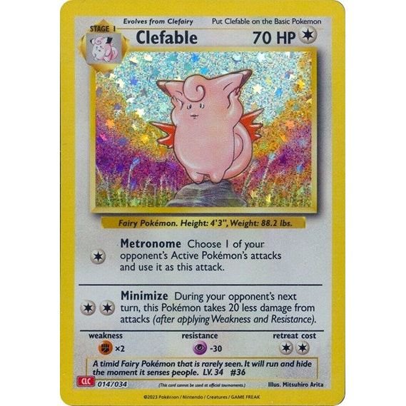 Pokémon card: CLC 014/034 Clefable from Pokemon Trading Card Game Classic, Colorless type, front of card