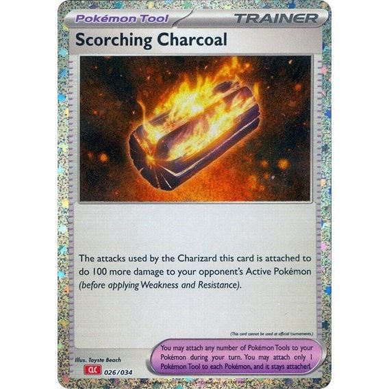 Pokémon card: CLC 026/034 Scorching Charcoal from Pokemon Trading Card Game Classic, front of card