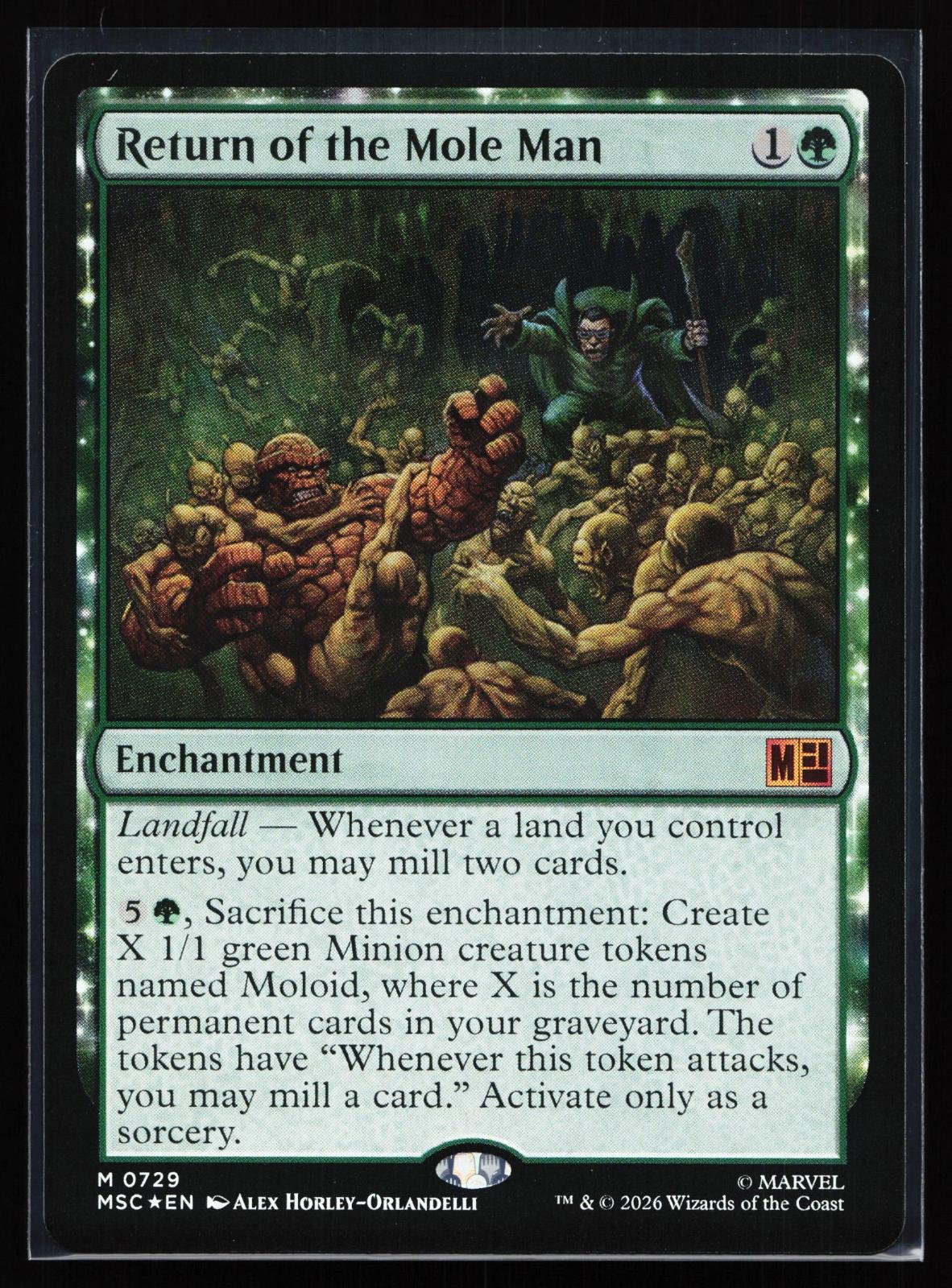 Magic: The Gathering card: Commander: Marvel Super Heroes 729 Return of the Mole Man Mythic Foil, front of card