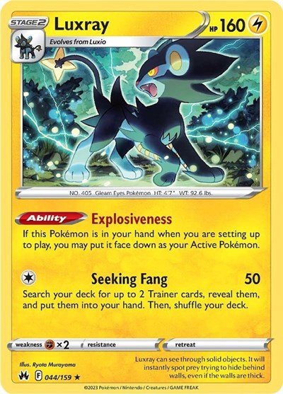 Pokémon card: Luxray 044/159 from Crown Zenith (Rare), Lightning type, front of card