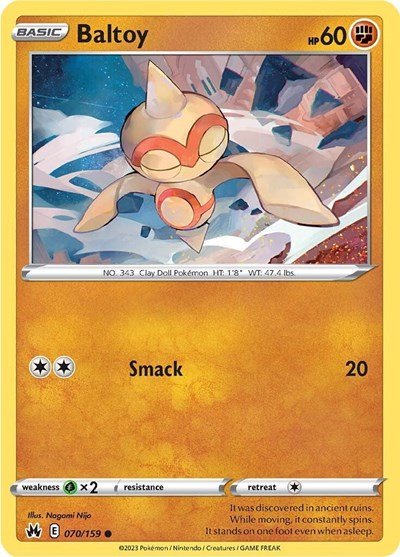 Pokémon card: Baltoy 070/159 from Crown Zenith (Common), Fighting type, front of card
