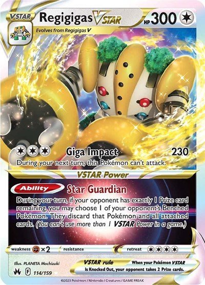 Pokémon card: Regigigas VSTAR 114/159 from Crown Zenith (Ultra Rare), Colorless type, front of card