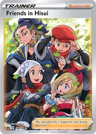 Pokémon card: Friends in Hisui (Full Art) 148/159 from Crown Zenith (Ultra Rare), front of card