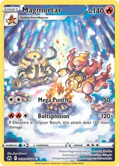 Pokémon card: Magmortar GG03/GG70 from Crown Zenith Galarian Gallery (Ultra Rare), Fire type, front of card