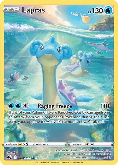 Pokémon card: Lapras GG05/GG70 from Crown Zenith Galarian Gallery (Ultra Rare), Water type, front of card