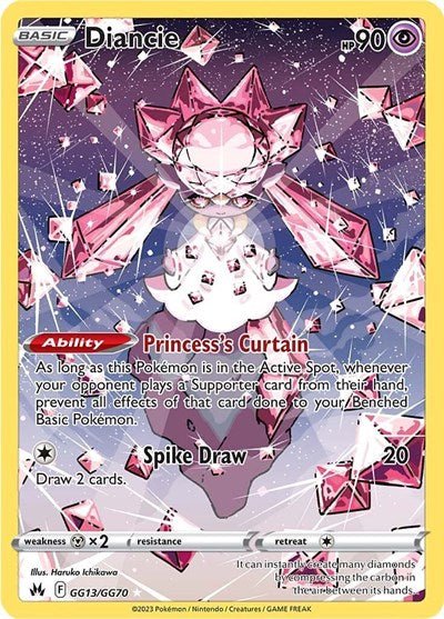 Pokémon card: Diancie GG13/GG70 from Crown Zenith Galarian Gallery (Ultra Rare), Psychic type, front of card