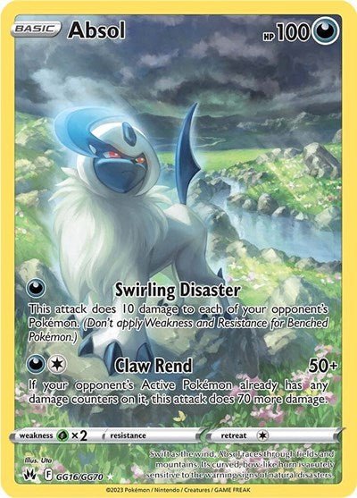 Pokémon card: Absol GG16/GG70 from Crown Zenith Galarian Gallery (Ultra Rare), Darkness type, front of card