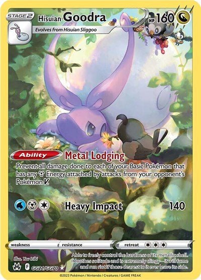 Pokémon card: Hisuian Goodra GG21/GG70 from Crown Zenith Galarian Gallery (Ultra Rare), Dragon type, front of card