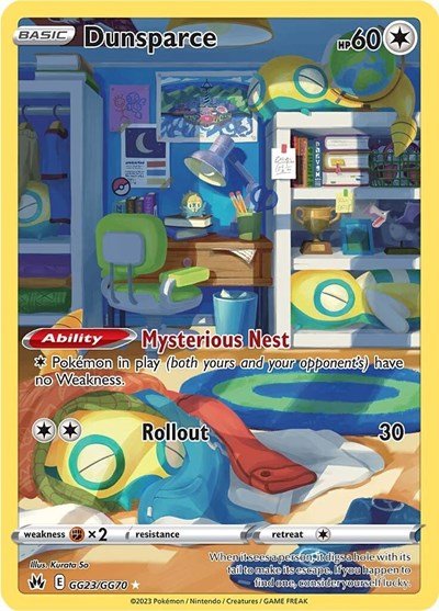 Pokémon card: Dunsparce GG23/GG70 from Crown Zenith Galarian Gallery (Ultra Rare), Colorless type, front of card